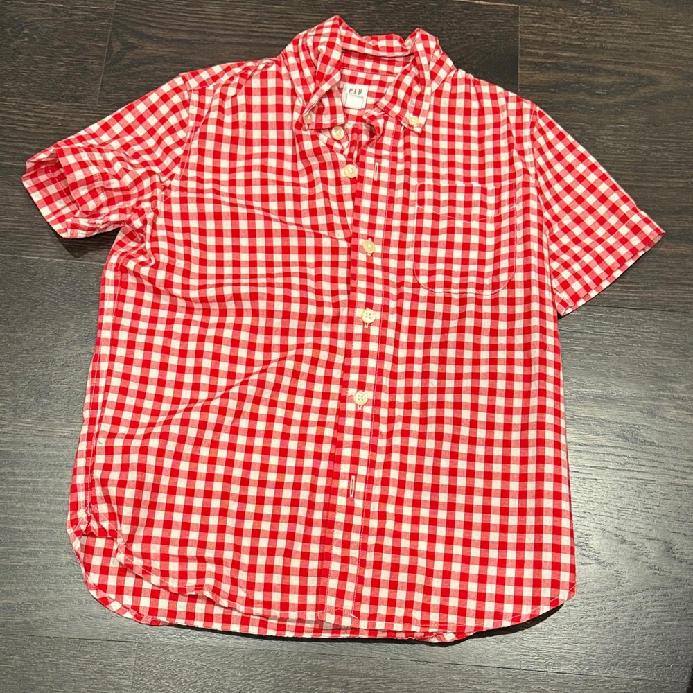 GAP Kids Red and White Checkered Shirt